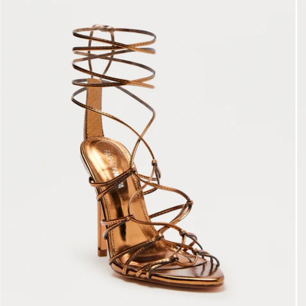 Elegant Bronze Strappy Heels